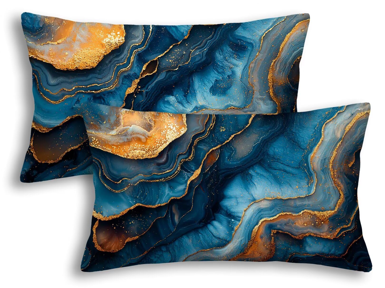 Taie oreiller bleu rectangulaire velours 40x60 pour housse coussin decoration canape