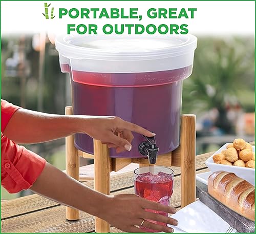 Miniatura 9 de Soporte dispensador de bebidas  Tarro de vidrio para bebidas y jarra de agua  Ajustable hasta 11.5 pulgadas de ancho  Bambú