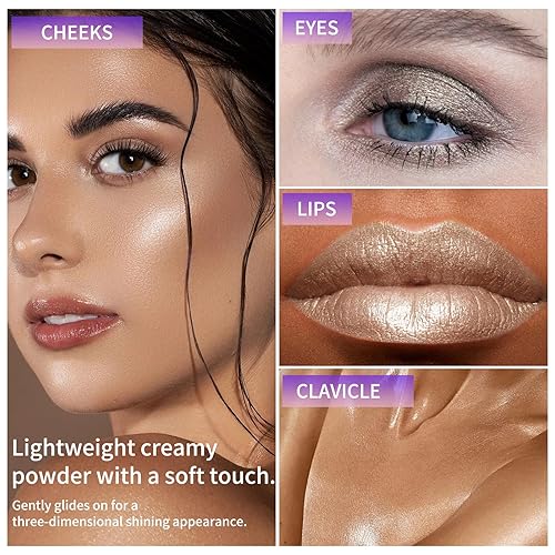 Miniatura 4 de Boobeen Paleta de sombras de ojos con purpurina, 5 colores altamente pigmentados, sombra de ojos en polvo brillante, iluminador con purpurina para