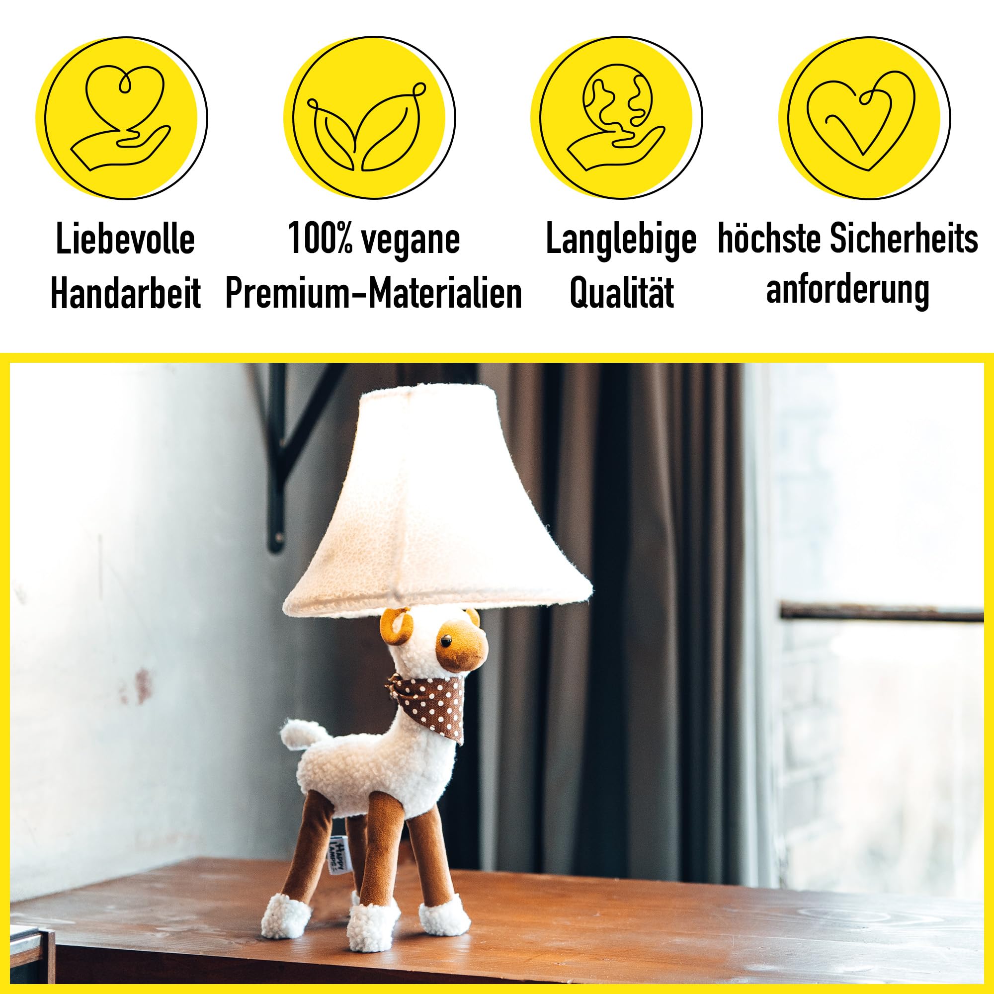 Wolle Tischlampe LED flauschig Design Kinderzimmer Babyzimmer kindersicher Handarbeit