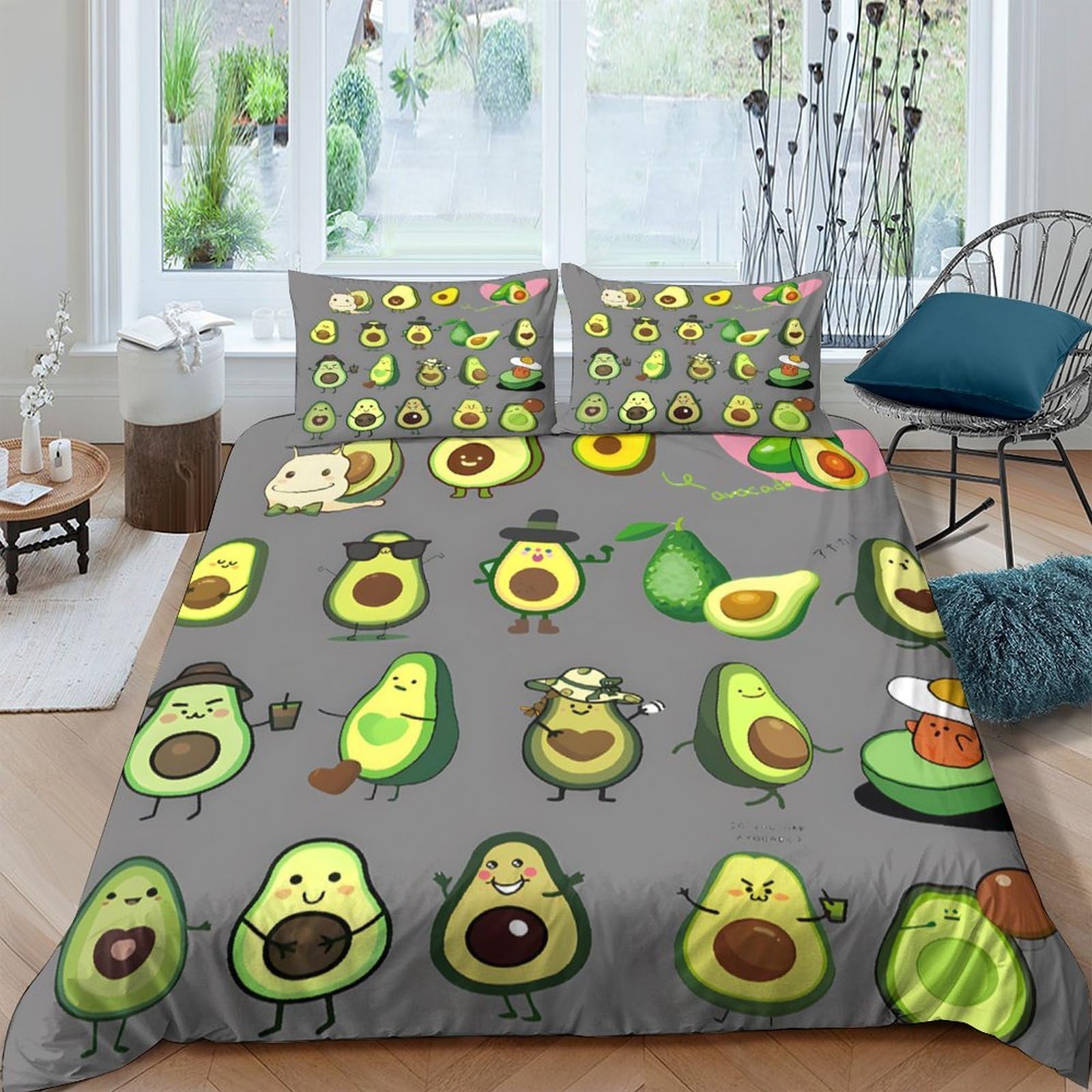Ctjqhvkz Style-1 3D Printed Avocado Cartoon Fitted Sheet Microfiber Soft Green Fruit Mattress Cover For Bedroom Dorm Décor Single（135X200cm）