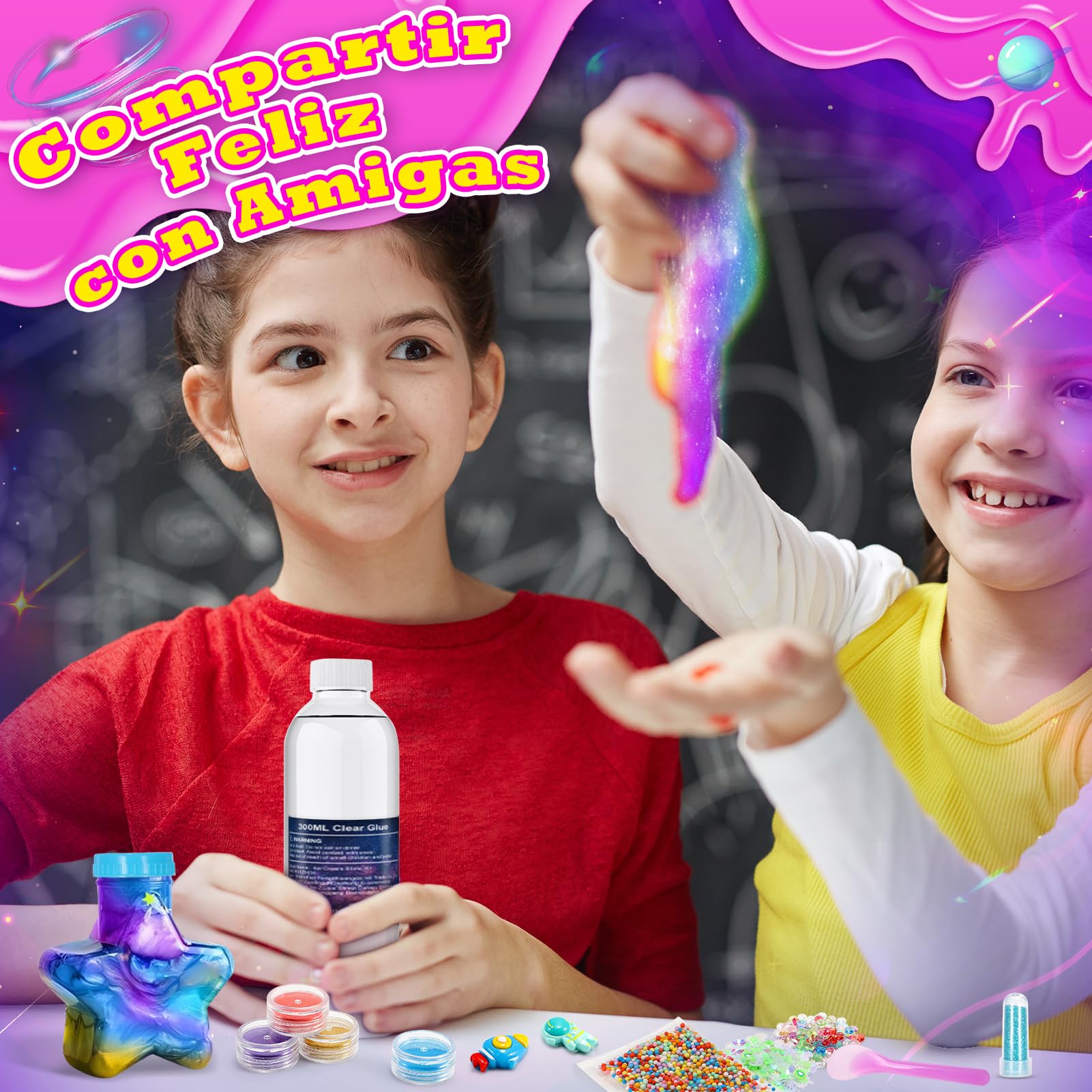 Hapikids Slime para Niñas, Regalo Niña 6 7 8 9 10 11 12 Años Galaxy Slime para Niños Juguetes Niños 6-12 Años Slime Kit Regalos Cumpleaños Manualidades Niños Slime Fluffy