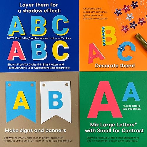 Miniatura 4 de FreshCut Crafts 728 letras y números brillantes de 1.5 pulgadas para tablón de anuncios, letras del alfabeto mayúsculas, números, puntuación,