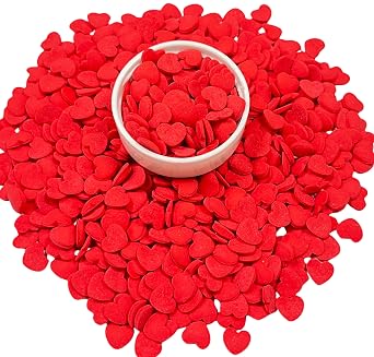 Gevog 1 Bottle Edible Red Hearts Sprinkles for Decorating Valentines Baking Cake Cupcake Cookie Ice Cream Topper Decoration Supplies 80g/2.82oz