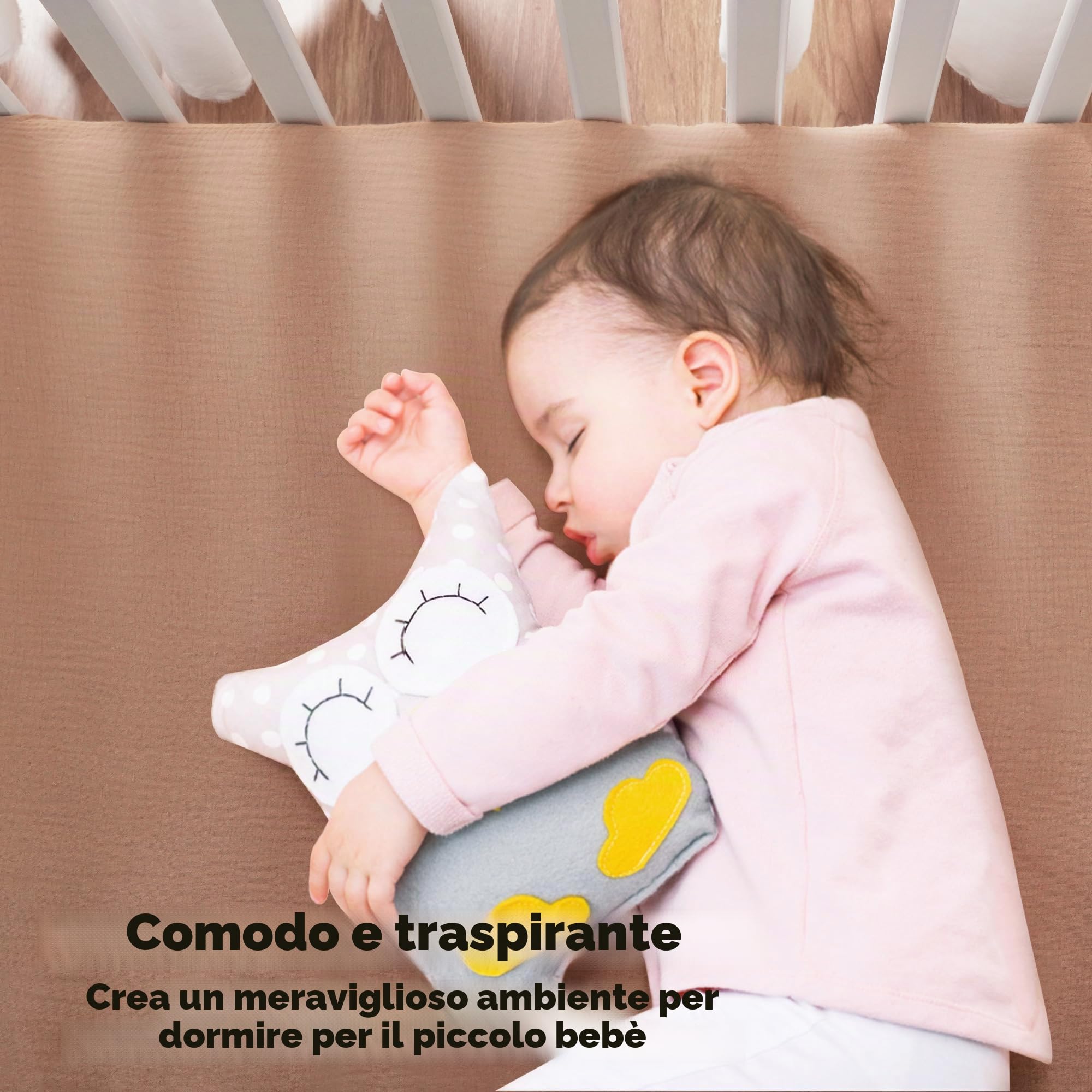 Susurration 100% Cotone Set di 2 Lenzuola Con Angoli per Cotone Bambini, Lenzuolo in Mussola di Lenzuolo per Lettino da Viaggio 60x120cm/70x140cm (Marrone)