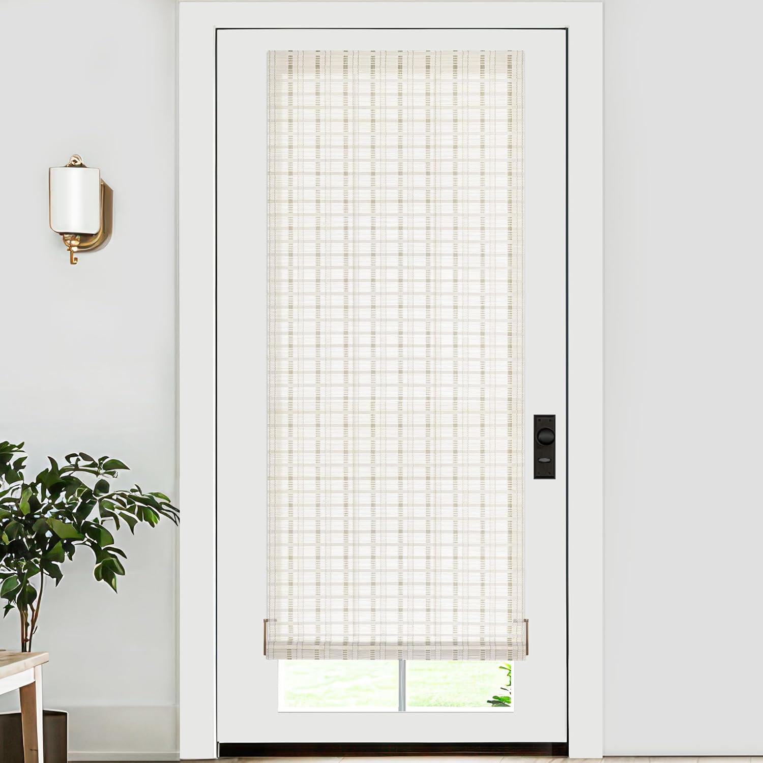 LazBlinds No Tools No Drill Bamboo Roller Shades, Cordless Bamboo Blinds, Light Filtering Roll Up Blinds for Windows, French Door, Porch or Patio, 26'' W x 70'' H, Whitewash B Whitewash B 26'' W x 70'' H