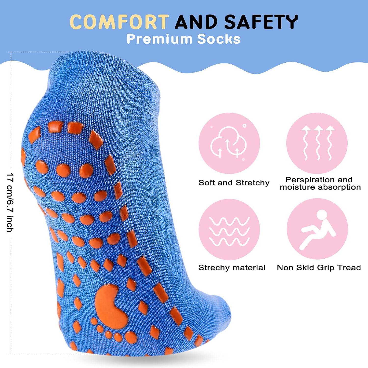 SATINIOR 30 Pairs Non Slip Socks Yoga Socks Footprint Style Grips Sport Sock Colorful Hospital Socks for Women Men Yoga Barre - Image 2