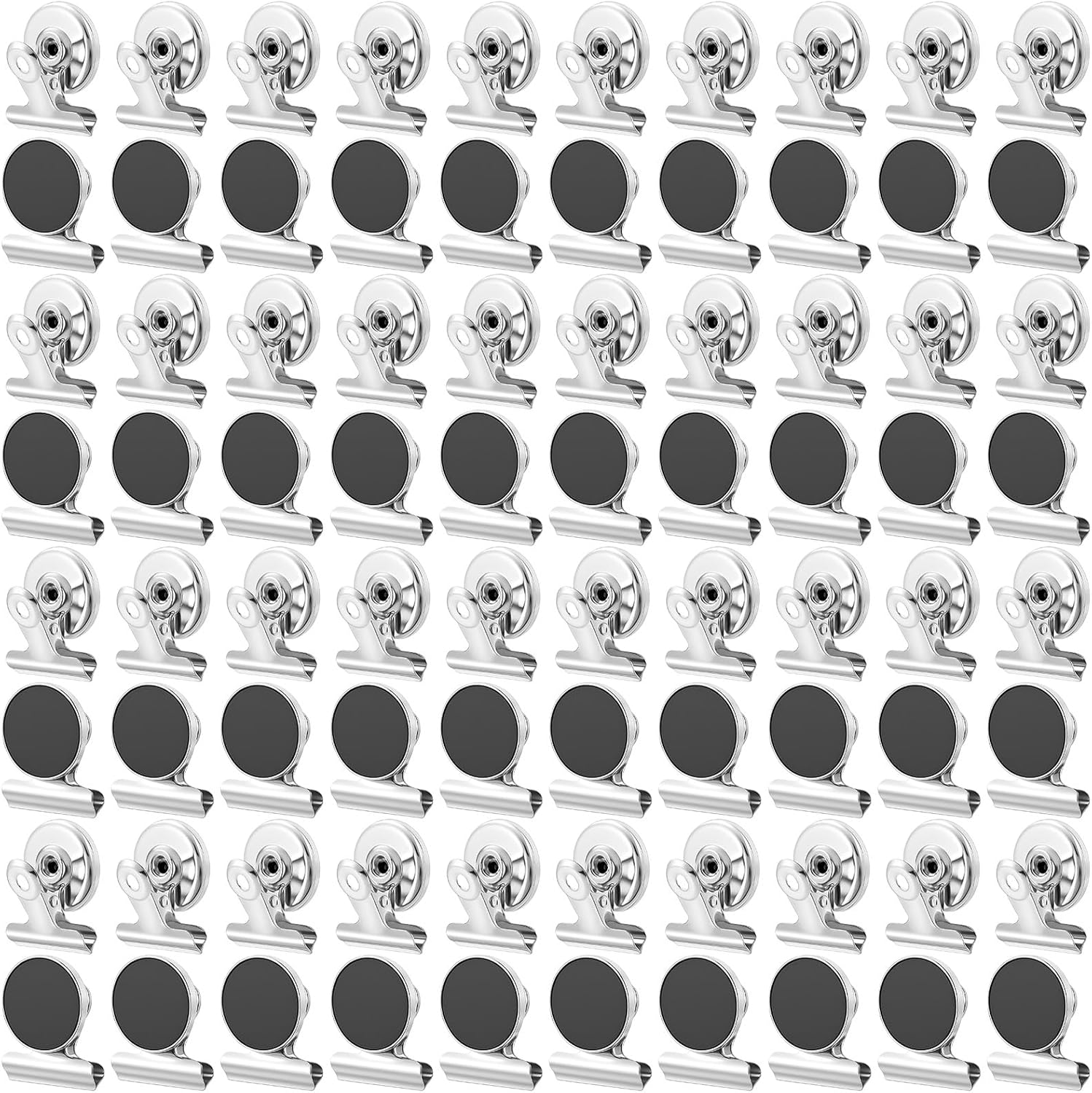 80 Pack Strong Magnetic Clips with Heavy Duty Magnets, Industrial Magnet Clip for Fridge Office Classroom Locker, 1.18"x1.53" Round Clips with Magnets (Iron & Neodymium)