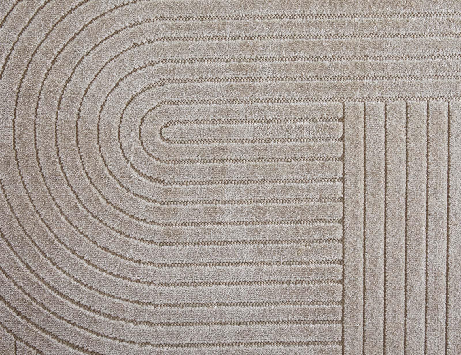 Taracarpet Moderner In & Outdoor Kurzflor Boho Skandi Designer Teppich mit 3D Effekt für Wohnzimmer Schlafzimmer und die Küche auch für Balkon und Terrasse geeignet beige 160x230 cm