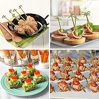 Vista 4 de Minisland 200 palillos de dientes de bambú prémium para cóctel, 4.7 y 6 pulgadas de largo, brochetas anudadas para bocadillos de frutas, aperitivos