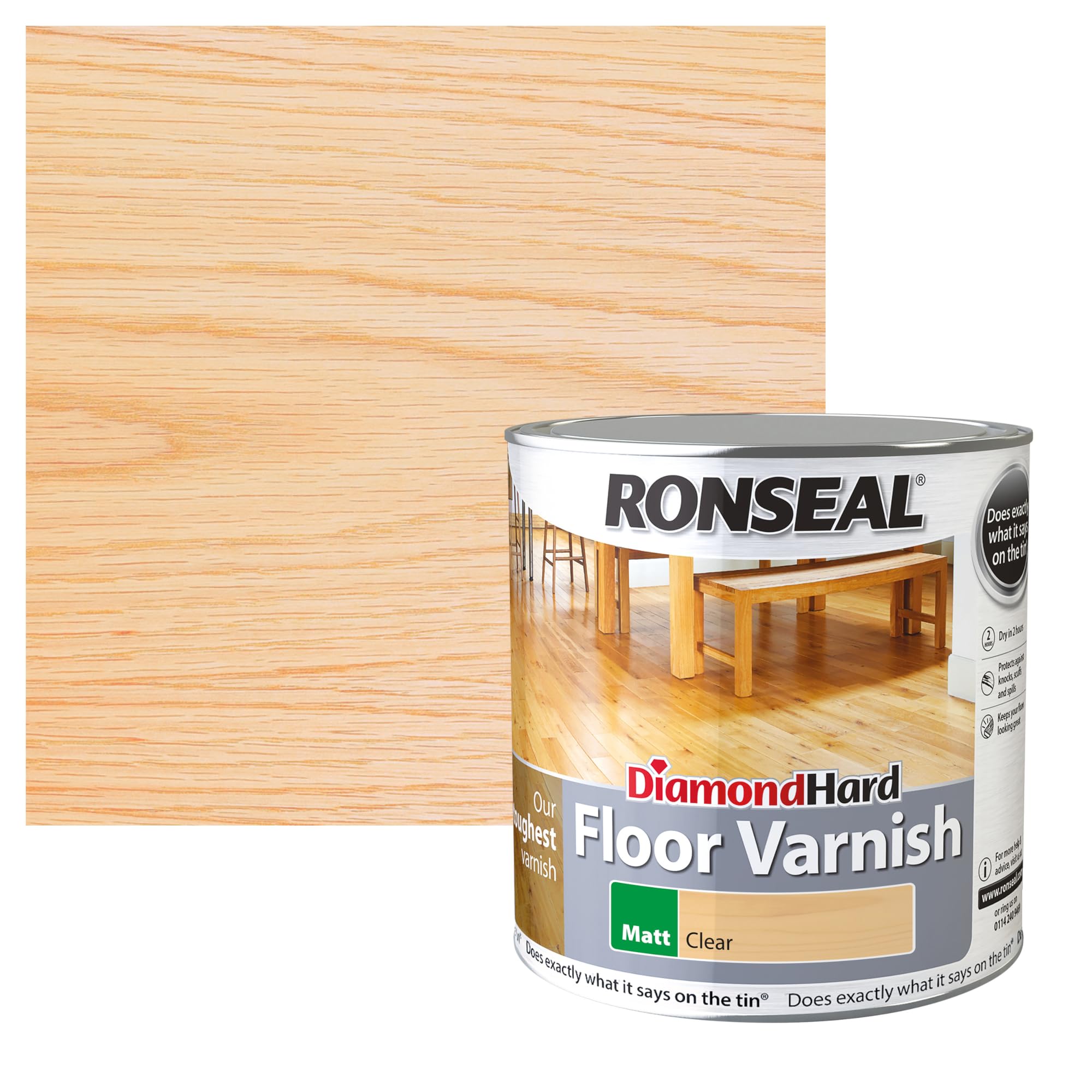 Ronseal Diamond Hard Floor Varnish Clear Matt 2.5L