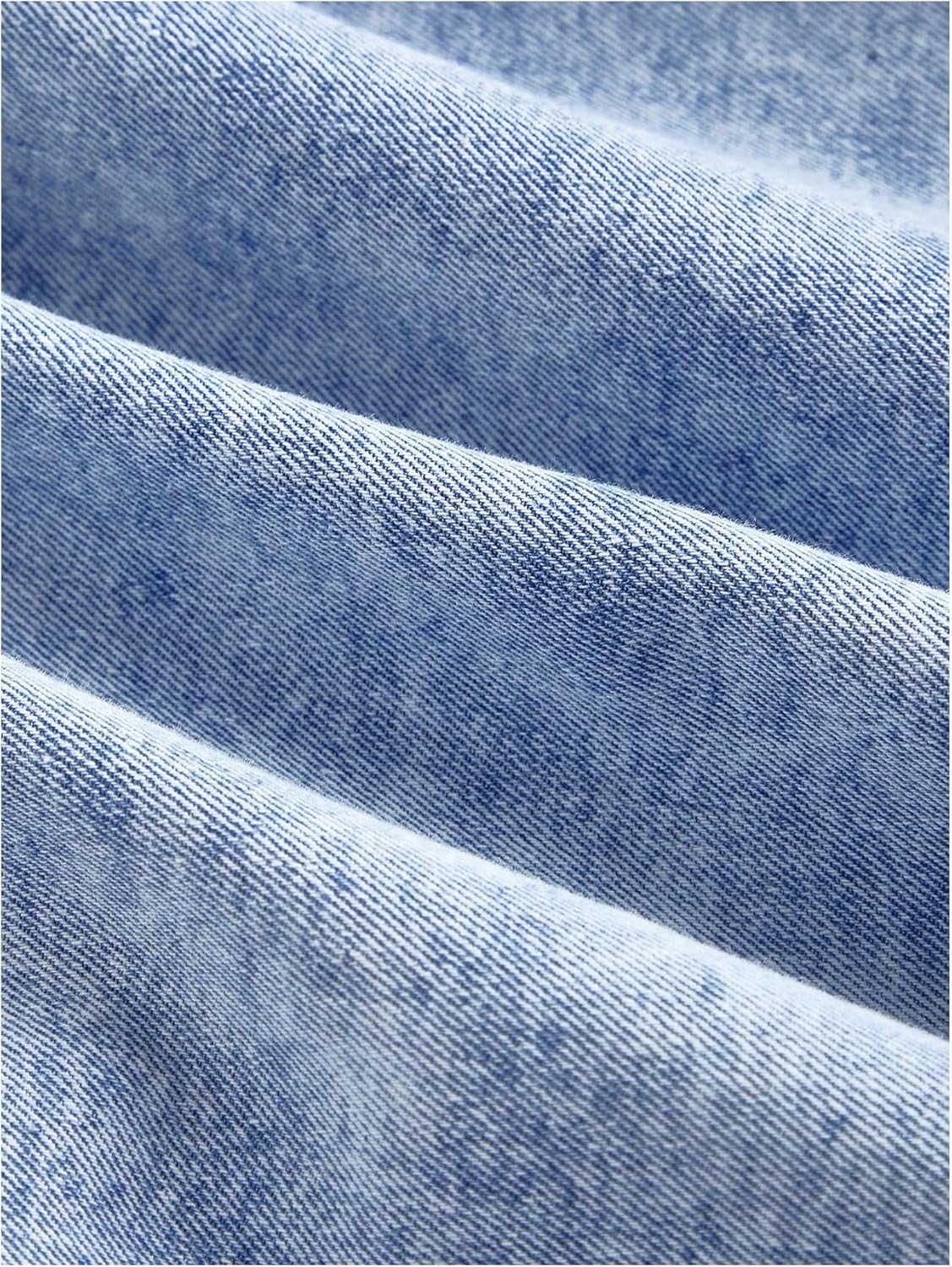 SOLY HUX Women's Plus Size Scoop Neck Denim Dress Sleeveless A Line Flowy Mini Jean Dresses - Image 4