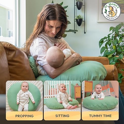 Miniatura 2 de Dr. Mama's Organics Almohada de lactancia con soporte lumbar, diseño ergonómico que ayuda a aliviar el dolor de espalda y la fatiga del brazo, para