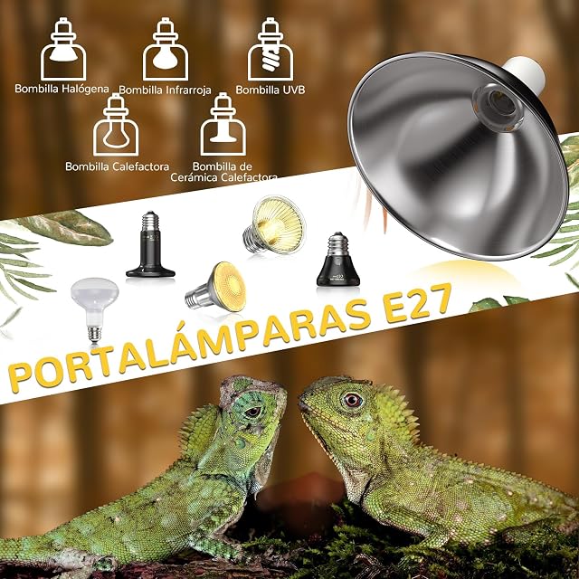 Foto 7 de 7 de HeatingLux Lámpara de calor para tortugas con temporizador, lámpara calor con cúpula para reptiles