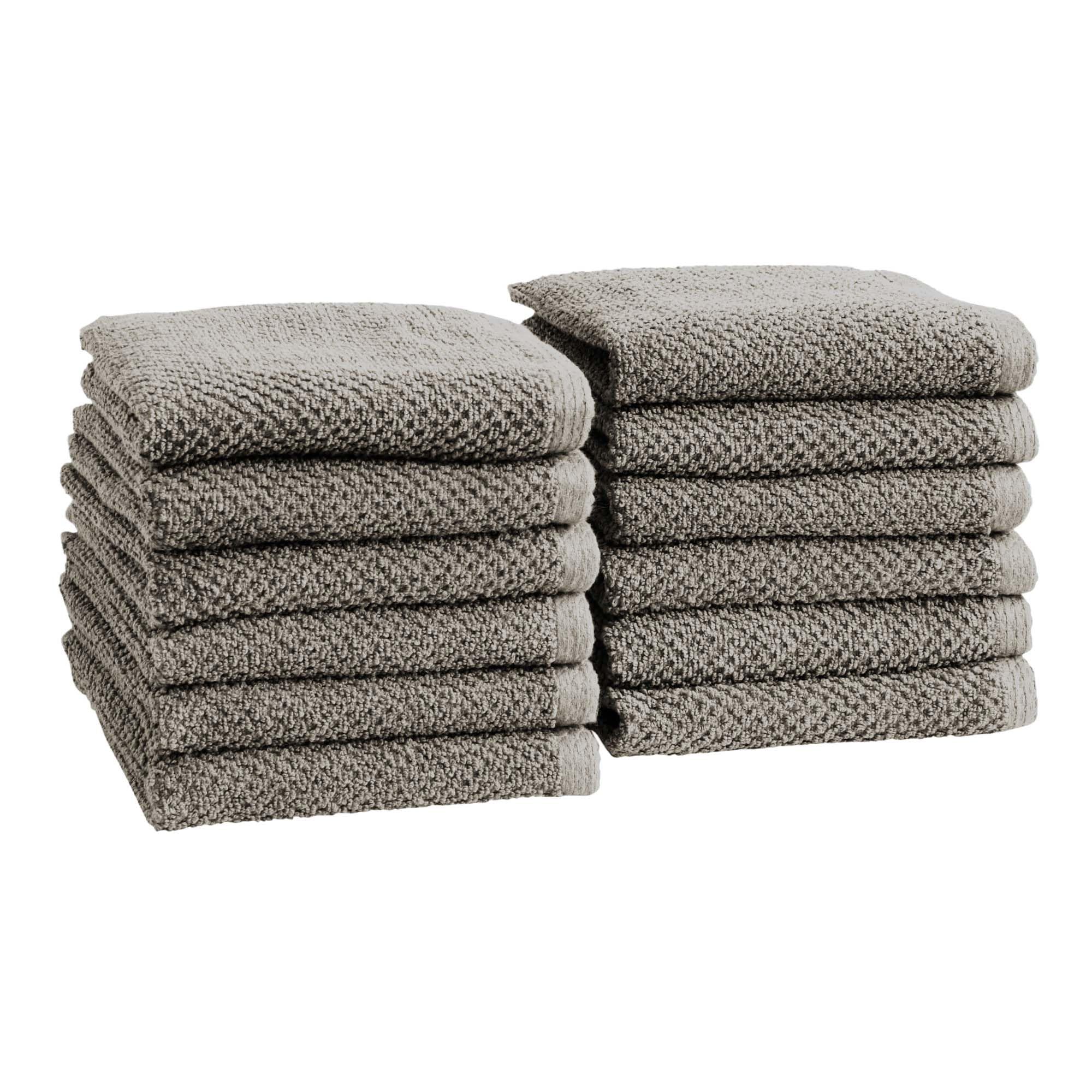 Great Bay Home 100% Cotton 12-Pack 13x13 Wash Cloth - Absorbent, Quick-Drying, Durable Face Towels for Bathroom Decor - Low-Twist, Two-Ply Fibers (
