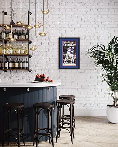 Miniatura 8 de Marco de 12 x 22 pulgadas para dos periódicos (negro)  Tapete doble de fotos azul sobre rojo  Marco de fotos resistente a los rayos UV acrílico