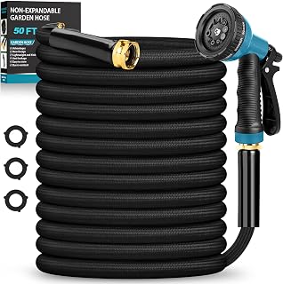 BAZOLOTA Garden Hose 50FT Non-Expanding, Lightweight Hose With 10-Function Nozzl