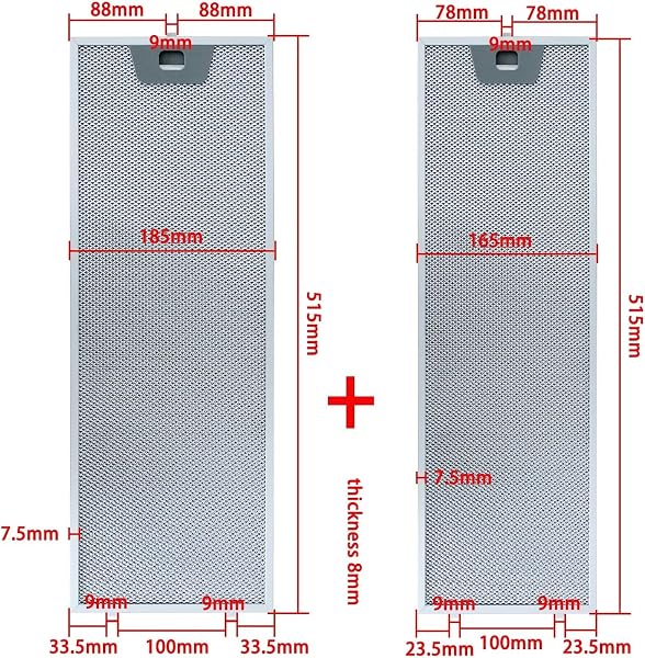 Filtro De Grasa For Campana Extractora (515 X 165/515 X 185 Mm, Aluminio, Reutilizable)(185X515AND165X515mm) - 2