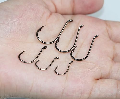 Miniatura 7 de 100 anzuelos de pesca con pico de pulpo, ganchos de pesca deportivos con diseño de ranas, de acero de alto carbono, 6 tamaños