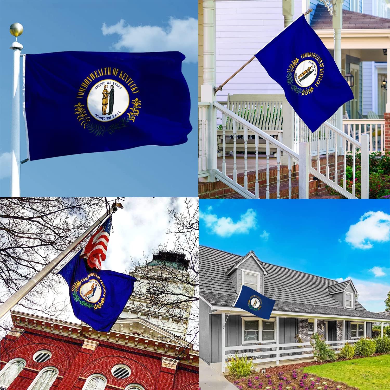 Kentucky Flag Outdoor 3x5 Ft Double Sided Heavy Duty Polyester Kentucky State Flag Long Lasting 4 Rows Hemming KY Flags with 2 Brass Grommets