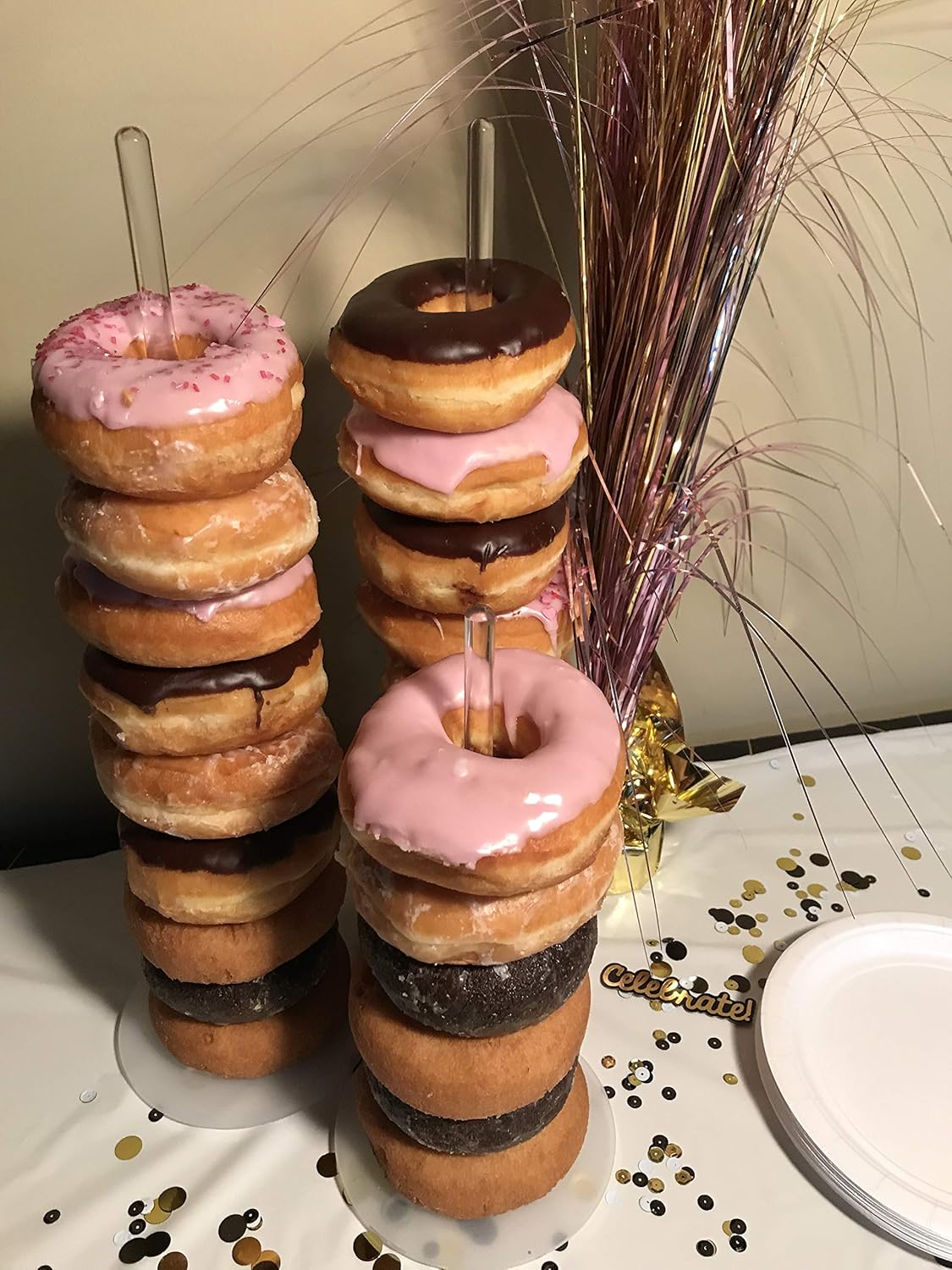 Exсluѕіvе Dіѕсоunt 80% оƒƒеr SuiteRooms Acrylic Donut Stands Clear Bagels Holder Doughnut, Dessert Stand Table for Wedding Birthday Party Sweet 16 Office Sonut Pole (5 round base 3 15 inch 2 10 inch)