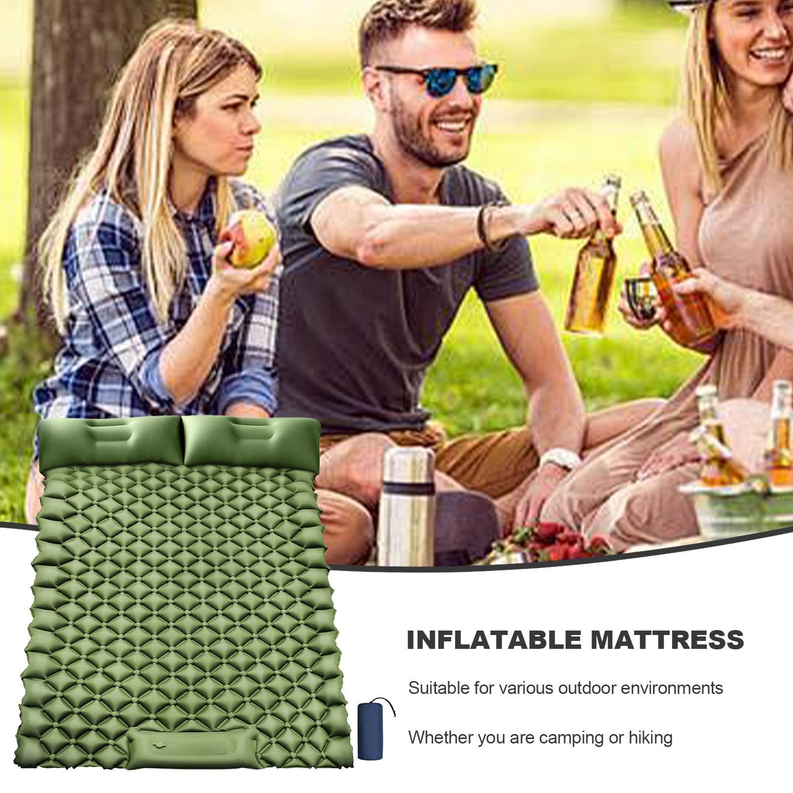Colchón de Aire para Acampar, colchoneta Inflable para | Colchón para con Almohada - Bomba de pie incorporada, colchón para mochileros, Caminatas, Viajes, Tienda de