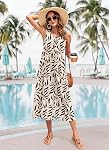 MISFAY Robe d'été pour femmes Sans manches Casual Beach Longue Une ligne Robe de soleil avec poches