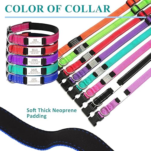 Miniatura 5 de Collares de perro personalizados con placa de nombre, etiquetas de identificación de placa de nombre grabadas con collar de perro de nailon