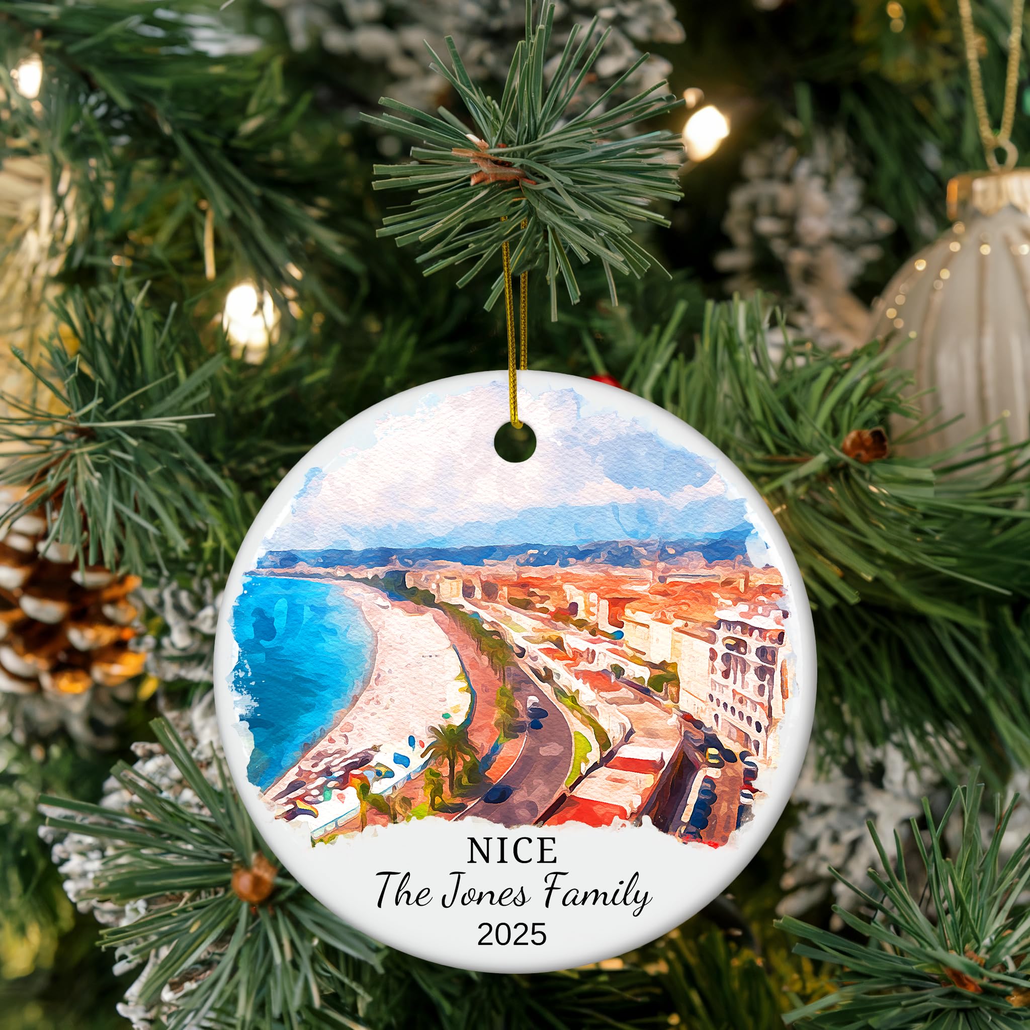 Personalized Nice Christmas Ornament, Personalized France Christmas Ornament, Custom Nice, France Ornament, Couple Ornament