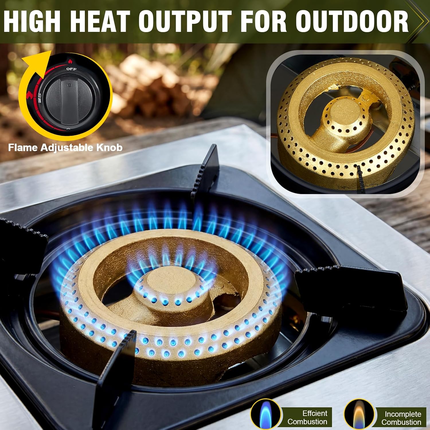 BESTFIRE 4-Burner Propane Stove, 40,000 BTU Stainless Steel Gas Cooktop, Portable Range for Camping, RV, Indoor & Outdoor, Regulator & Hose Included (Estufa de Mesa Portátil)
