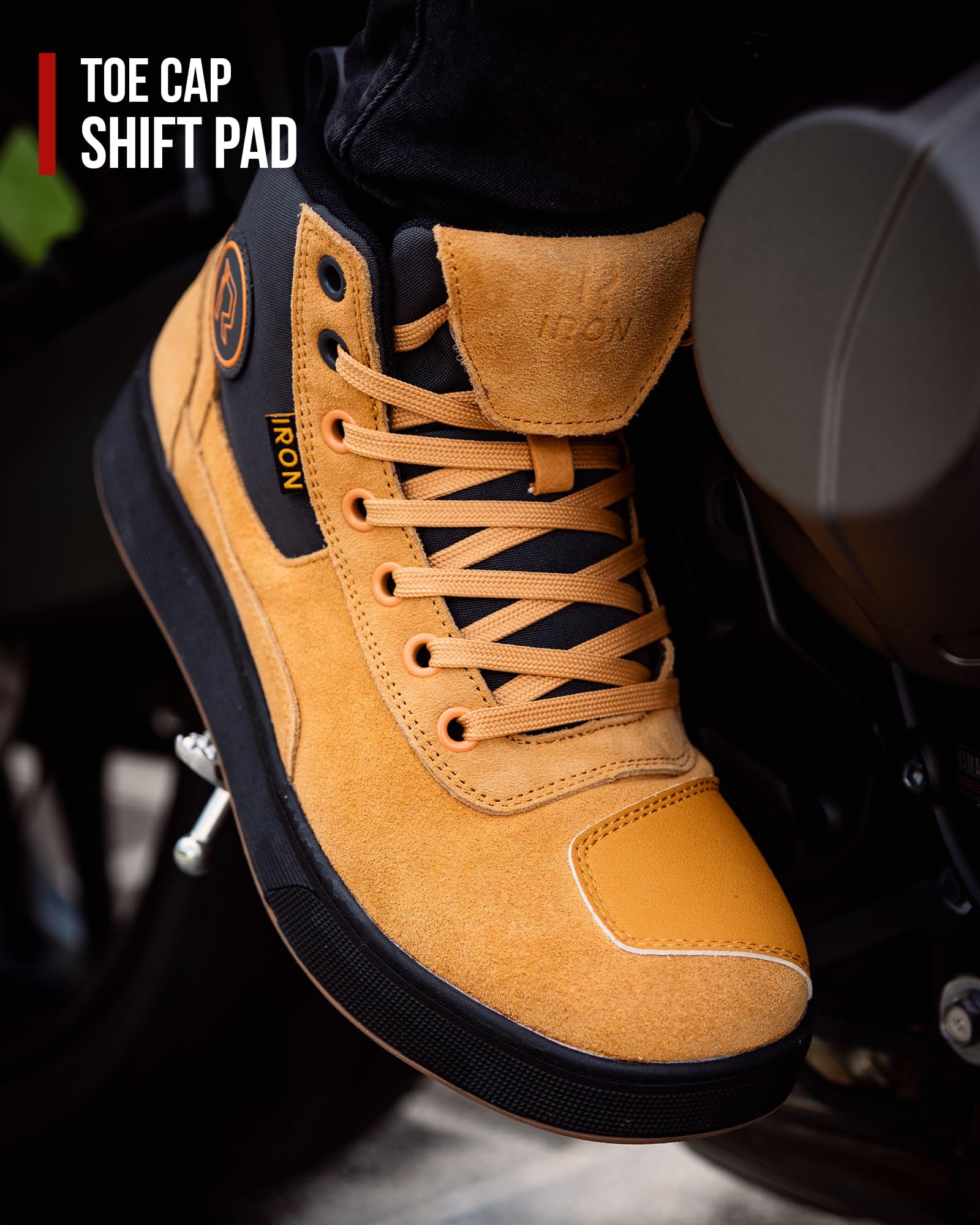 RIDEIRON Chaussure Moto Homme Femme Conforme CE Bottes Moto | Semelles épaisses Antidérapantes,Imperméables Respirantes avec Soutien la ChevilleFermetures à Glissière Latérales