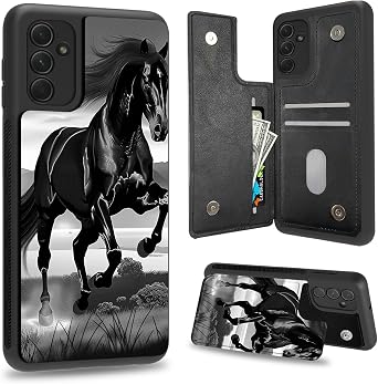 Wallet Case for Galaxy S24 FE,Black Horse