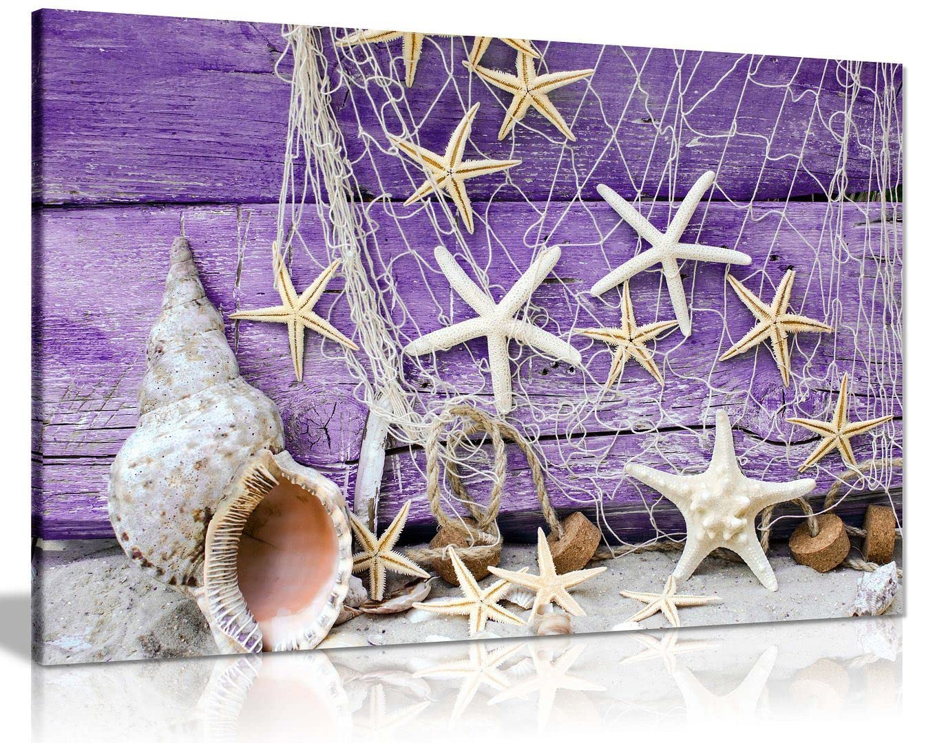 Panther Print Purple Maritime Sea Bathroom Canvas Wall Art Picture Print Home Decor 91X61cm (36X24in)