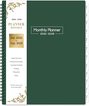 2026-2028 Monthly Planner - 2-Year Monthly Planner from Jul 2026 to Jun 2028, 8.5 x 11, 2026-2028 Planners, Inner Pocket, 24 Tabs - Army Green