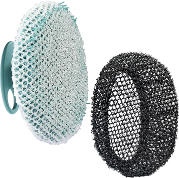 Bath Loofah Exfoliating Net Sponge Mesh Case with Body Brush, Dark Green | Deep Cleansing Shower Scrubber for Women and Men, Lather Well Fit for All Skin Types, INNERNEED