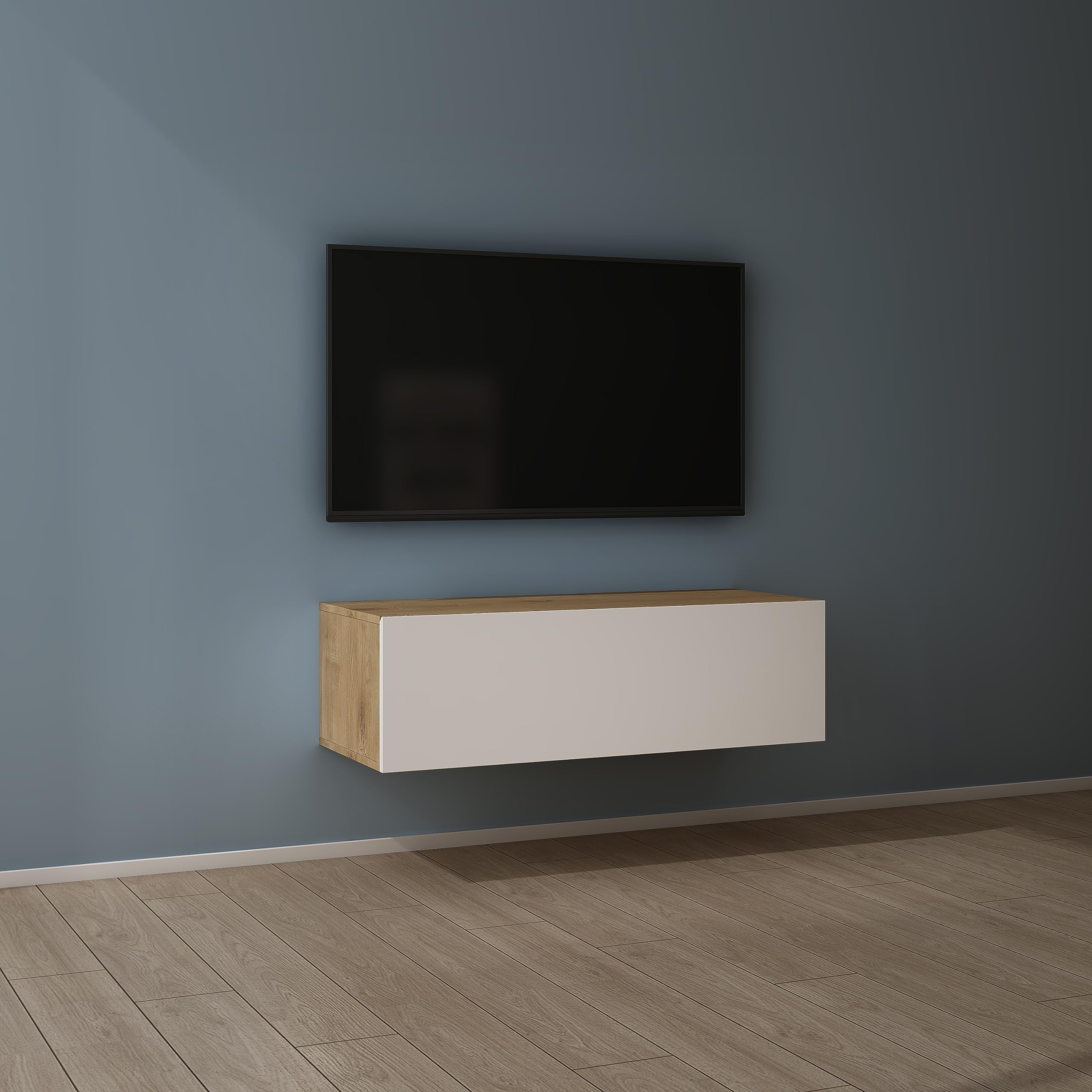 scaffale tv con 2 porte marrone scuro e finitura liscia