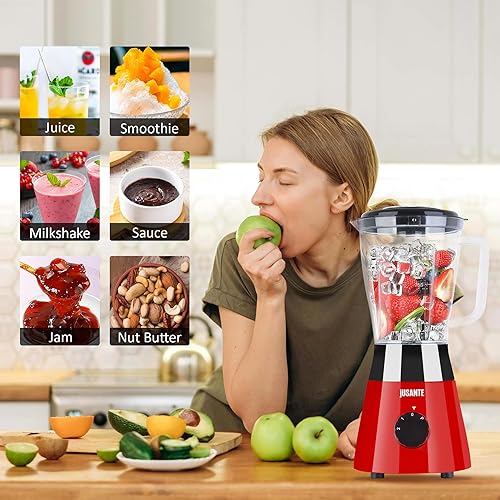 Miniatura 5 de Batidora de cocina, licuadora de encimera de 500 W con tarro de plástico de 52 onzas para batidos, postres, mantequilla de nueces, cócteles y salsas