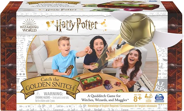 Harry Potter Catch The Golden Snitch, A Quidditch Board Game for Witches, Wizards and Muggles, Family Game Ages 8 & up | Fast-Paced Quidditch Action, Promotes Quick Reflexes & Strategic Thinking, Includes Chest & Snitch, 3-4 Players, Ages 8+