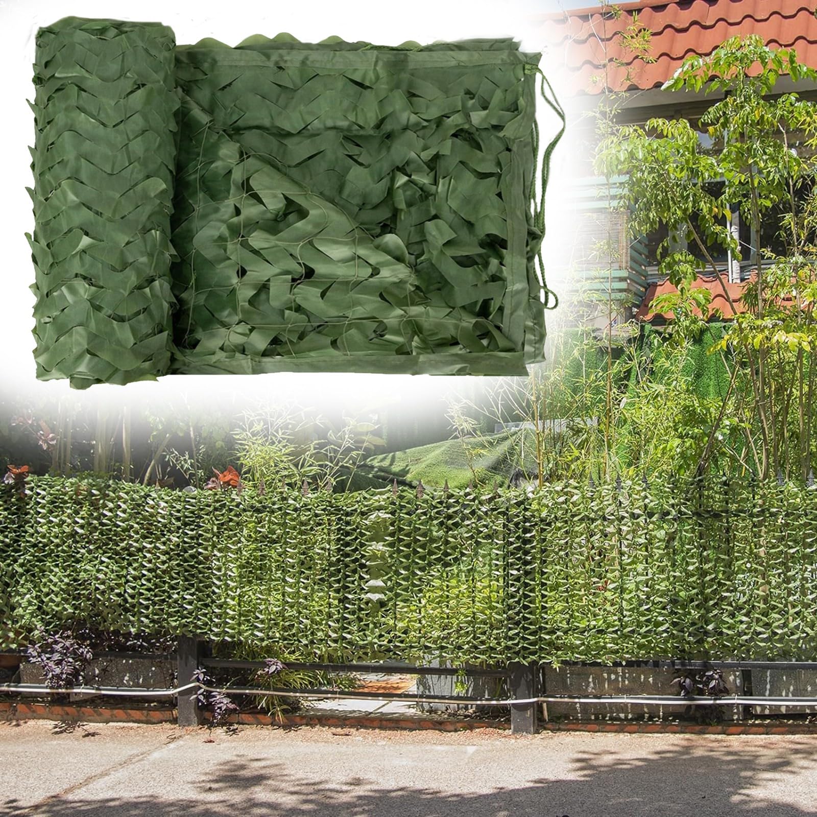 Red de Camuflaje, Malla Camuflaje Sombra, Protección Solar y Frescura, para Cenadores de Jardín