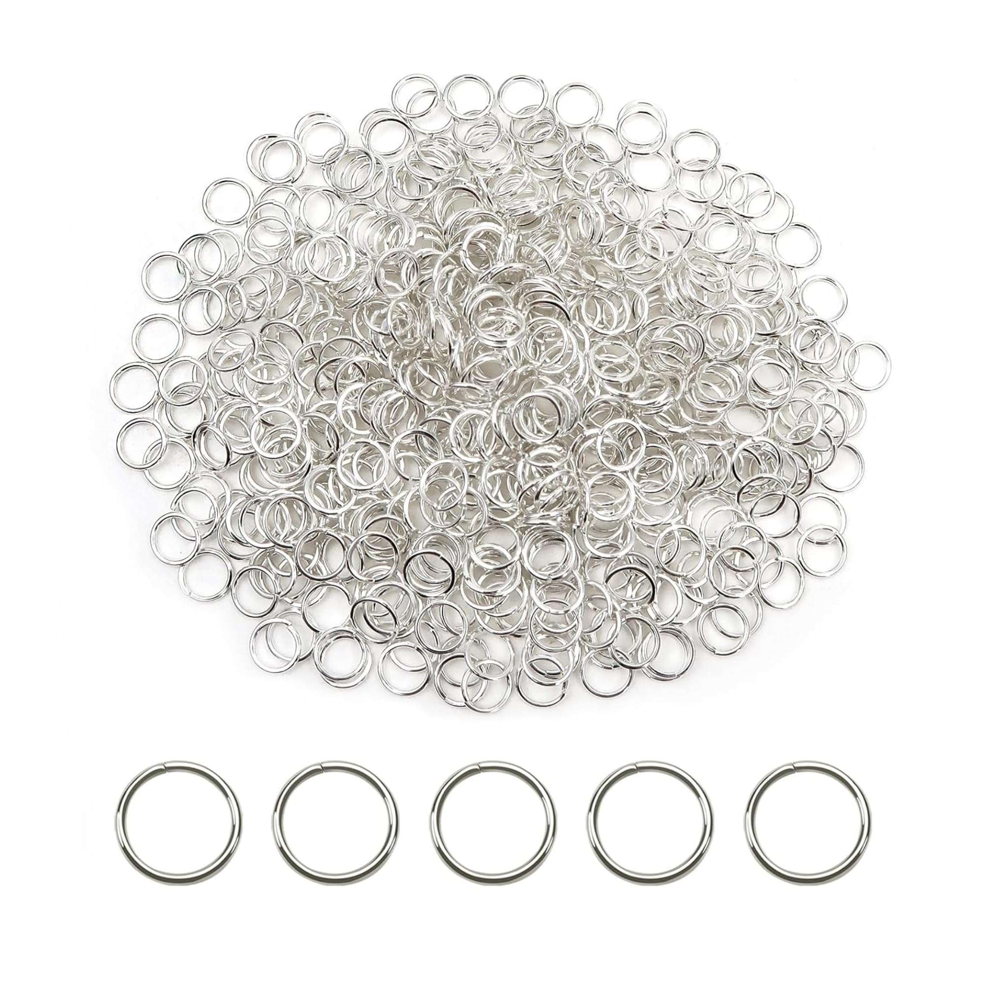 Craftables Metal Jump Rings for Jewelry Making 6mm | Silver Open Jump Rings for Earrings, Necklace, Bracelet, Keychain Connectors, DIY Craft Supplies for Beading & Chain Linking (100pc)-image-24