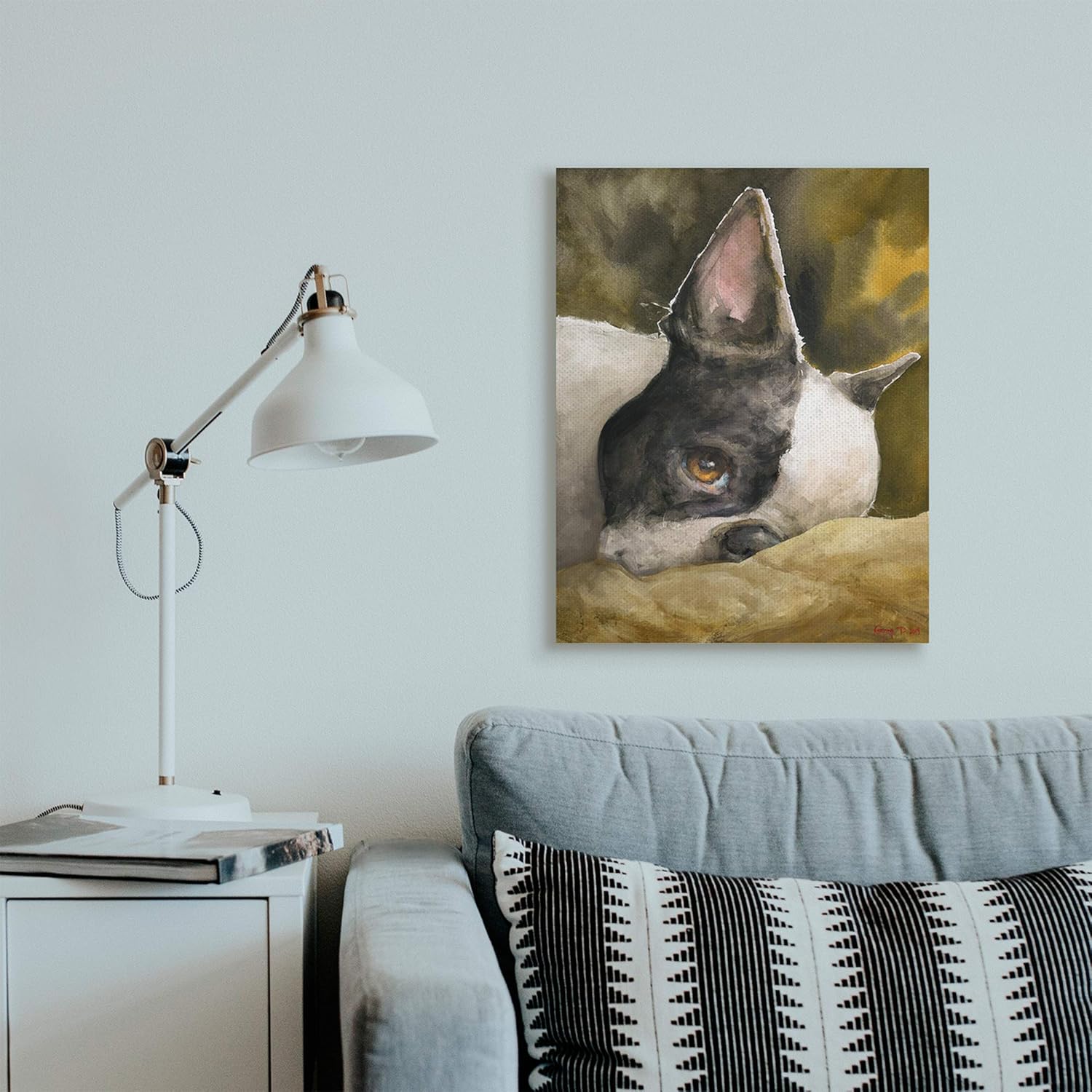 Stupell Industries Boston Terrier Resting Dog Pet Portrait Black Brown