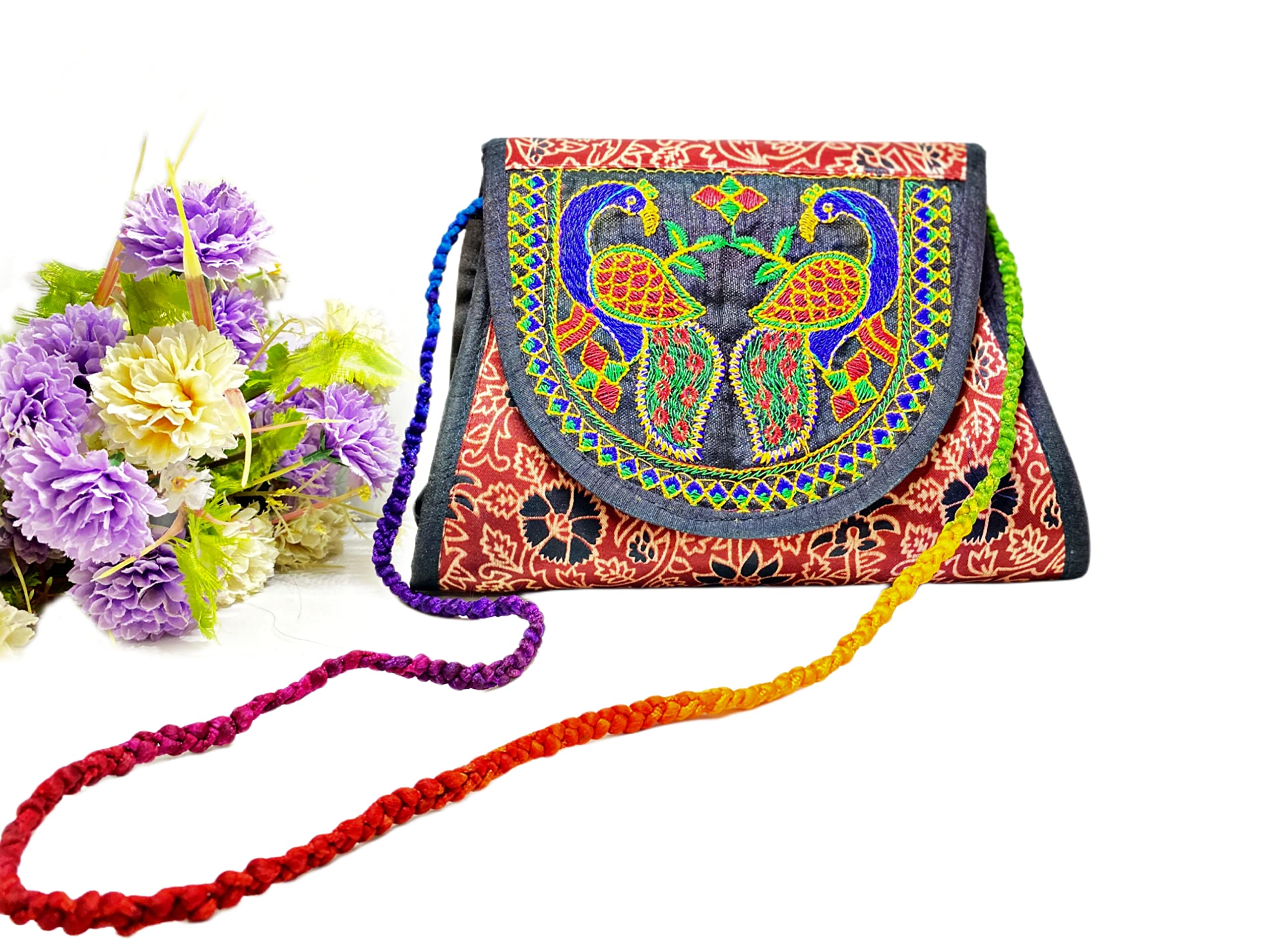 ANKODA ENTERPRISE Traditional Kutchi Rajasthani Sling Bag Traditional Ethnic Sling Clutch Bag Gift For Women & Girls Multicolored