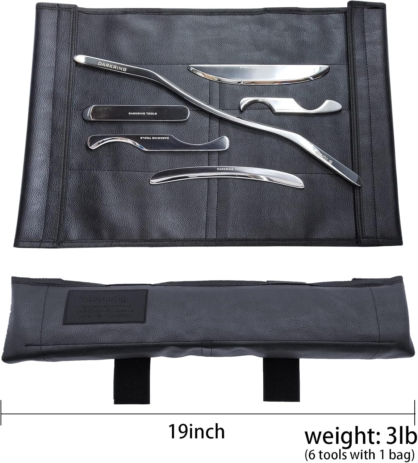 DARKRING Muscle Scraper Tool Set (6-Piece) for deep Tissue Massage gua sha Stainless Steel fascial Release Tool Soft Tissue Mobilization Tool Set (Storage Bag) - Image 6
