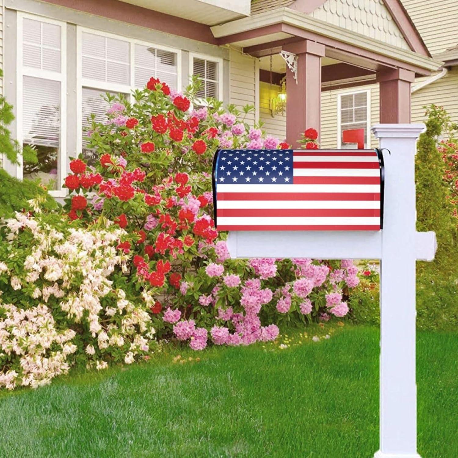 American Flag Mailbox Covers Magnetic Independence Day Post Letter Box Cover for Garden Yard Decor Outside Home Standard 21x18 in