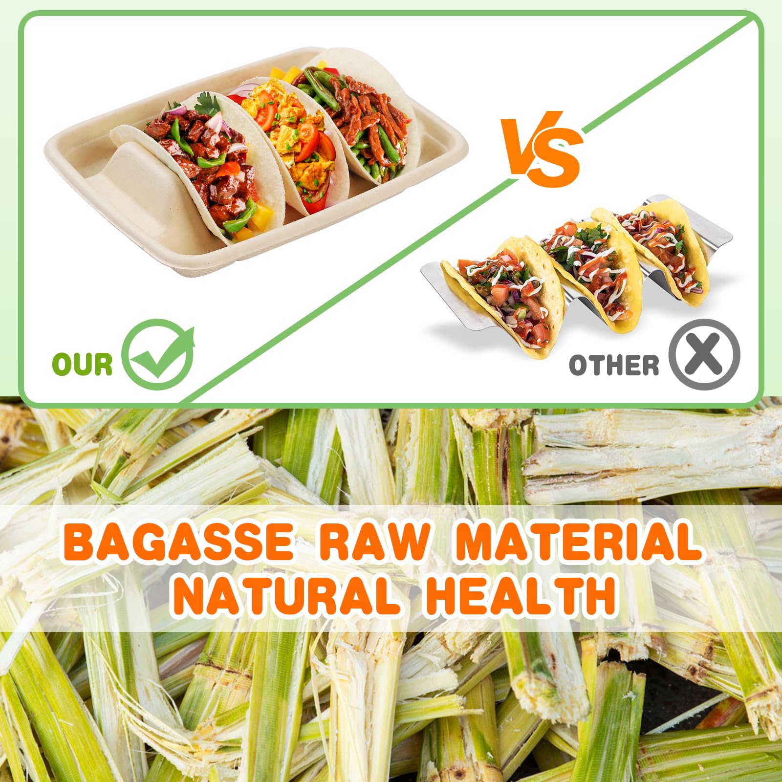 Crazystorey 20 Pack Disposable Taco Holders, Premium Taco Holder Disposable Individual Biodegradable Taco Stand With 3 Compartments Paper Taco Plates Serving Set For Party Taco Tuesday Taco Bar (20 - View #7
