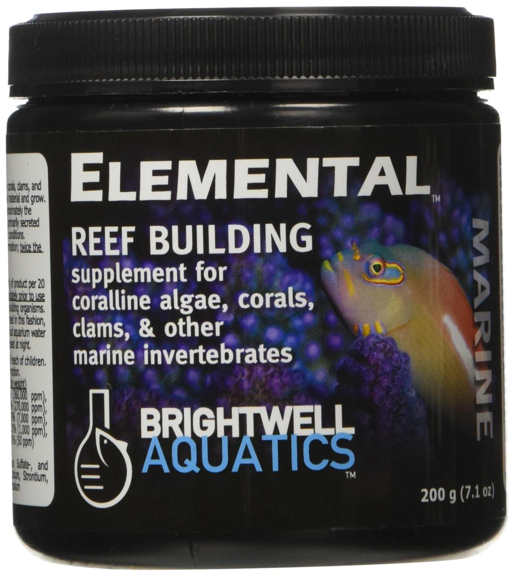 Brightwell Aquatics Elemental Complete Reef Supplement for Calcium Carbonates Magnesium Strontium Supports Coral Growth Skeletal Strength No Phosphates Silicates, 200g