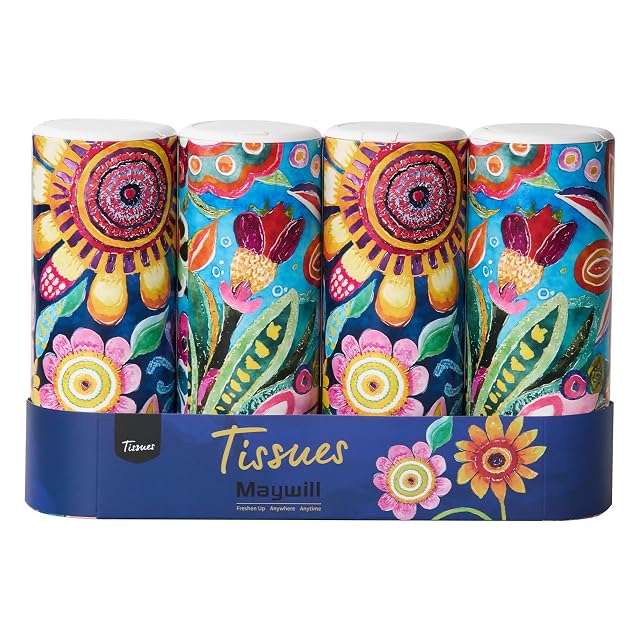 Car Tissues Holder with Facial Tissue Car Tissue Box Travel Tissues Cylinder Suitable for Car Cup Holder 3-ply