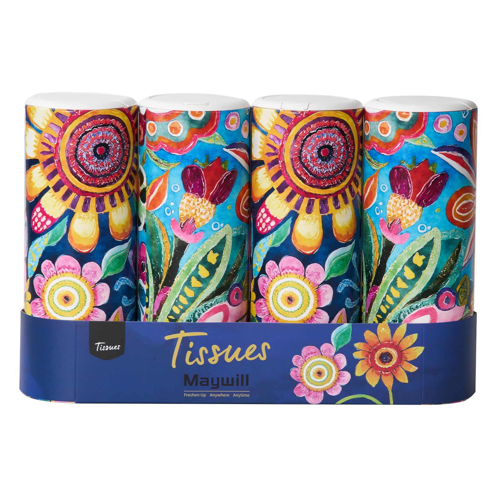 Car Tissues Holder with Facial Tissue Car Tissue Box Travel Tissues Cylinder Suitable for Car Cup Holder 3-ply