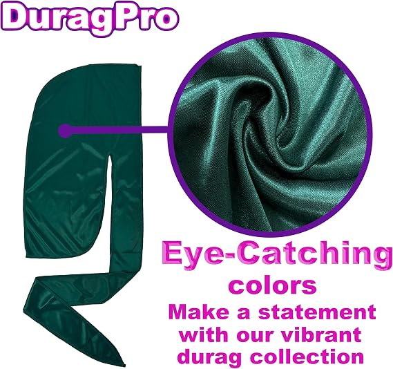 1 Pack Green Silky Satin Durag Bundle 4 Pack Black Silk Durag