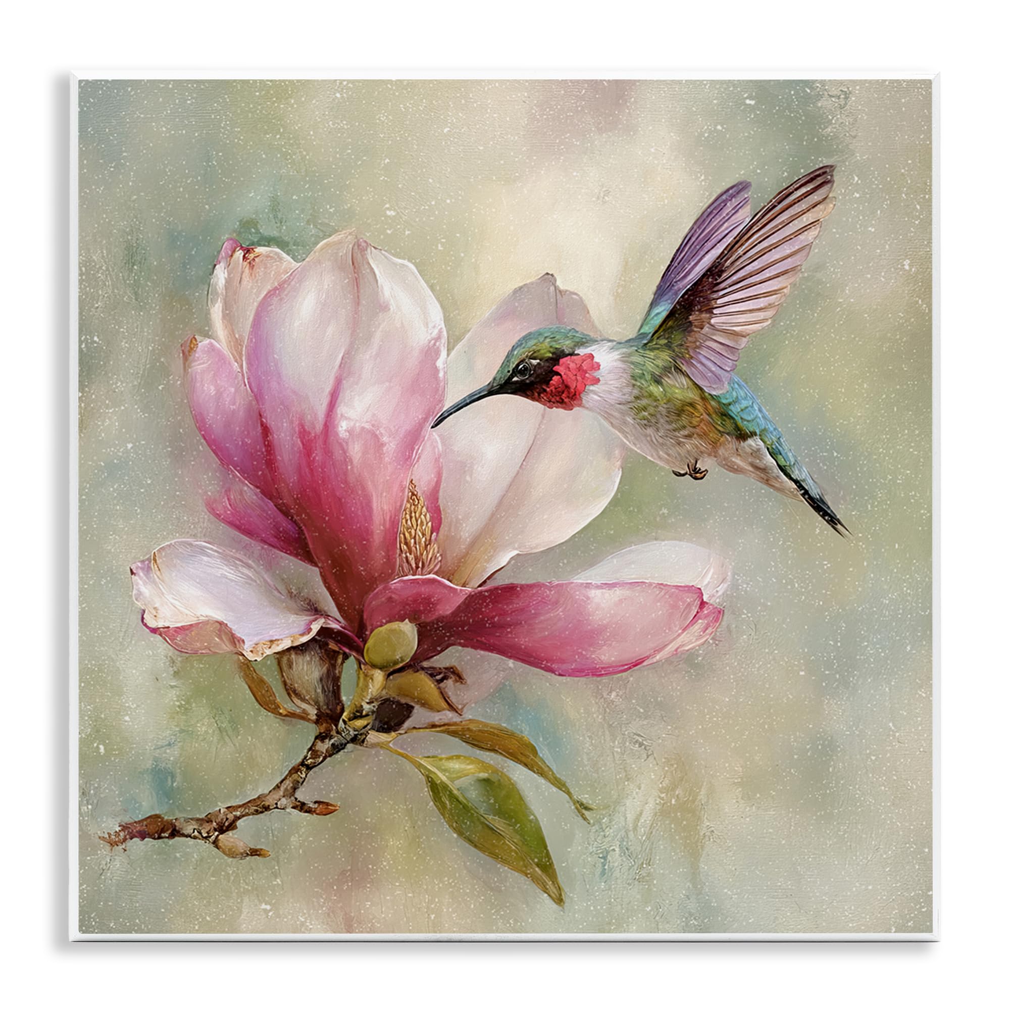 Stupell Industries 'Magnolia Ruby Hummingbird', Wall Plaque Art, 12 x 12 Inches, Easy to Hang and Sturdy, Made in USA, by Tina LeCour